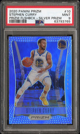 2020 Panini Prizm Prizm Flashback Stephen Curry Prizm Flshbck-Silver Prizm PSA 9