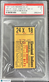 1957 Clev.Indians/Jul.21 HR #198 5 BB Mantle 3 For 5 PSA 5