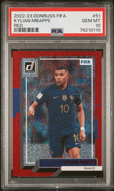 2022 Panini Donruss Fifa Kylian Mbappe Red PSA 10 #51 Jersey Match