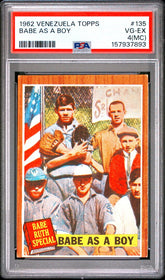 1962 Venezuela Topps Babe Ruth As A Boy PSA 4(MC) #135