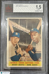1958 Topps Hank Aaron Mickey Mantle World Series Batting Foes #418 /Mickey BVG 1.5