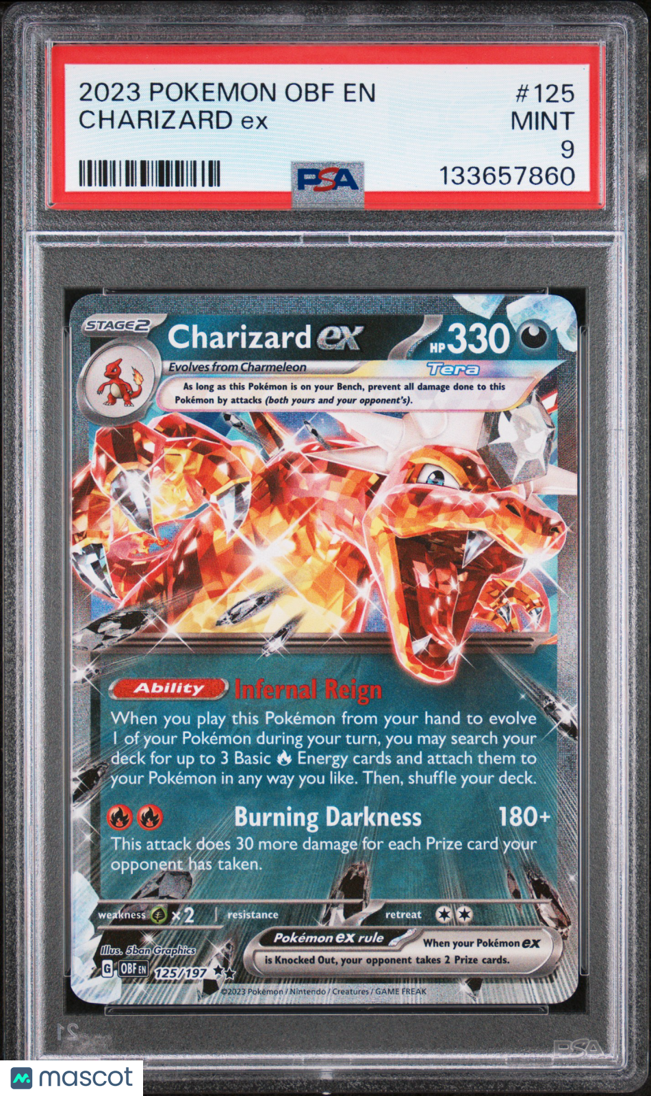 2023 Pokemon Obf EN-Obsidian Flames Charizard EX PSA 9 #125 – Top Issue Secured