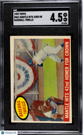 1959 Topps Mantle Hits 42nd HR #461 Baseball Thrills SGC 4.5