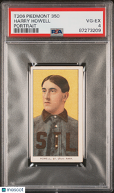 1909-11 T206 Piedmont 350 Harry Howell Portrait PSA 4