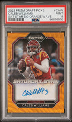 2023 Prizm Draft Picks Caleb Williams #CAW Saturday Star Signatures Orange Wave PSA 9