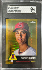 2022 Topps Chrome Shohei Ohtani Platinum Anniversary Gold Prism Refractor