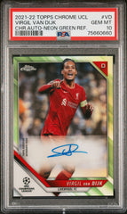 2021 Topps Chrome Uefa Champions League Chrome Autographs Virgil Van Dijk Chr.auto-Neon Green Ref.