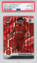 2021 Panini Mosaic P/L Soccer, Reactive Red, Mohamed Salah, #176, PSA 10