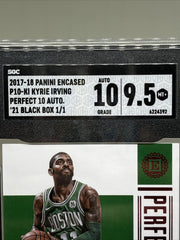 True 1/1 2017-18 Panini Encased Kyrie Irving Perfect 10 Auto SGC 10 9.5 On Card