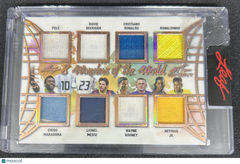 2021 Leaf Art of Sport 8 Wonders of the World Neymar Jr. Wayne Rooney Cristiano Ronaldo Ronaldinho David Beckham Lionel Messi Diego Maradona Pel #8WW-07 Game-used memorabilia Memorabilia