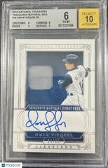 2019 Panini National Treasures Treasured Material Signatures 25 EXCH Omar Vizquel #16 /25 BGS 6 Auto 10