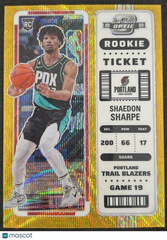 2023 2022-23 Panini Contenders Optic Prizm Shaedon Sharpe #17 Gold RC