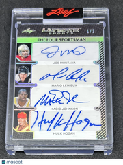 2024 Leaf Ultimate Sports Joe Montana Magic Johnson Hulk Hogan Mario Lemieux #FS-5 1/2 Quad Autograph
