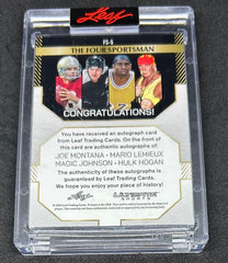 2024 Leaf Ultimate Sports Joe Montana Magic Johnson Hulk Hogan Mario Lemieux #FS-5 1/2 Quad Autograph
