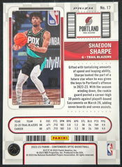 2023 2022-23 Panini Contenders Optic Prizm Shaedon Sharpe #17 Gold RC