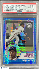 2018 Topps Silver Pack 1983 Chrome Promo Ronald Acuna JR. #101 '83 CHR. Promo Blue Refractor PSA 10