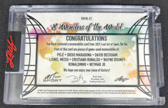 2021 Leaf Art of Sport 8 Wonders of the World Neymar Jr. Wayne Rooney Cristiano Ronaldo Ronaldinho David Beckham Lionel Messi Diego Maradona Pel #8WW-07 Game-used memorabilia Memorabilia