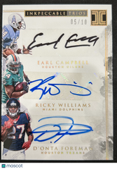 2017 Panini Impeccable Earl Campbell D'Onta Foreman Ricky Williams #IT-ERD Autograph 05/10