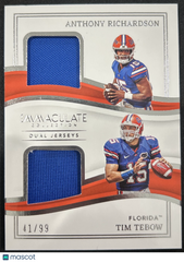 2023 Panini Immaculate Collection Tim Tebow Anthony Richardson #IDJ-AT 41/99 Dual Jerseys