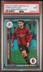 2023-24 Topps Merlin Uefa Club Competitions Christian Pulisic Aqua Prism Refractor