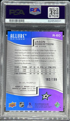 2021 Upper Deck Allure Hockey, Rainbow - Blue / Purple 163/199, Jason Robertson, #R60, PSA 9