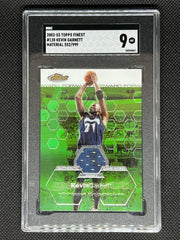 2002-03 Topps Finest Basketball, Material 552/999, Kevin Garnett, #128, SGC 9