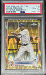 2022 Topps Gilded Collection, Raywave Gold Etch, Jackie Robinson, #30, PSA 10