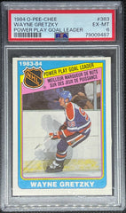 1984 O-Pee-Chee Hockey, Power Play Goal Leader, Wayne Gretzky, #383, PSA 6