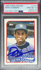1989 Topps Traded Baseball, Auto, Deion Sanders, #110T, PSA / DNA Certified, 10 / 10