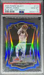 2020 Panini Select Basketball, Blue Die Cut Prizm 117/249, LeBron James, #113, PSA 10