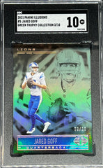 2021 Panini Illusions Football, Green Trophy Collection 3/10, Jared Goff, #5, SGC 10