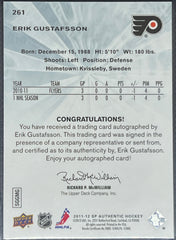 2011 Upper Deck SP Authentic Hockey, Future Watch Auto 93/999, Erik Gustafsson, #261