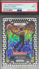 2023 Prizm Monopoly Basketball, Monopoly Man Black & White, LeBron James, #40, PSA 9