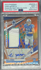 2023 Panini Phoenix Football, Rising Rookie Material Signature - Gloves 60/99, Matt LaPorta, #RMSSLA, PSA 9 / 10 (Auto)