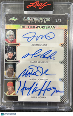 2024 Leaf Ultimate Sports Joe Montana Magic Johnson Hulk Hogan Mario Lemieux #FS-5 Autograph 1/2