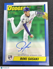 2025 Topps 1990 Topps Baseball Roki Sasaki #90AU-RSA Blue Border 61/99 RC