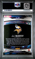 2024 Panini Prizm Fireworks JJ Mccarthy #18 Green PSA 9