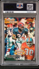 1996 Bowman's Best Mirror Image R. Salaam B. Sanders #5 T. Thomas T. Davis Refractor PSA 9