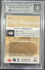 2013 Fleer Showcase 375 RC Filip Forsberg JSY #194 AU/375 BGS 8.5 Auto 9