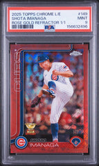 2025 Topps Chrome Logofractor Shota Imanaga Rose Gold Refractor 1/1 PSA 9