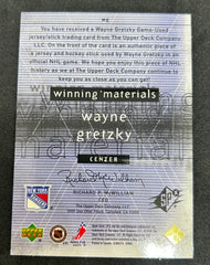 2000 Upper Deck SPx Winning Materials Wayne Gretzky #WG Game-Used Jersey Game-Used Stick
