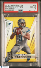 2014 Panini Spectra Matthew Stafford #24 Gold Prizm PSA 8
