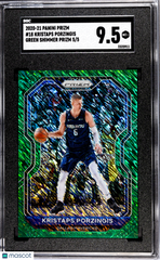 2020 Panini Prizm Kristaps Porzingis #18 Green Shimmer SGC 9.5