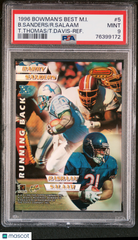 1996 Bowman's Best Mirror Image R. Salaam B. Sanders #5 T. Thomas T. Davis Refractor PSA 9