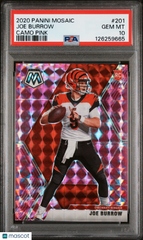 2020 Panini Mosaic Joe Burrow #201 Camo Pink PSA 10