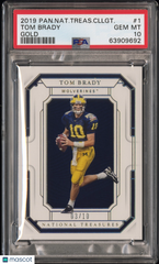 2019 Panini National Treasures Collegiate Tom Brady #1 Gold 03/10 PSA 10