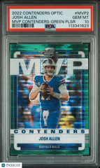 2022 Panini Contenders Optic MVP Contenders Josh Allen #MVP2 Green Plsr PSA 10
