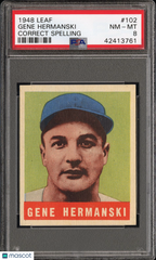 1948 Leaf Gene Hermanski #102 Correct Spelling PSA 8