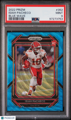2022 Panini Prizm Isiah Pacheco #352 Blue Wave PSA 9