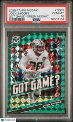 2020 Panini Mosaic Got Game? Josh Jacobs #GG15 Green PSA 10